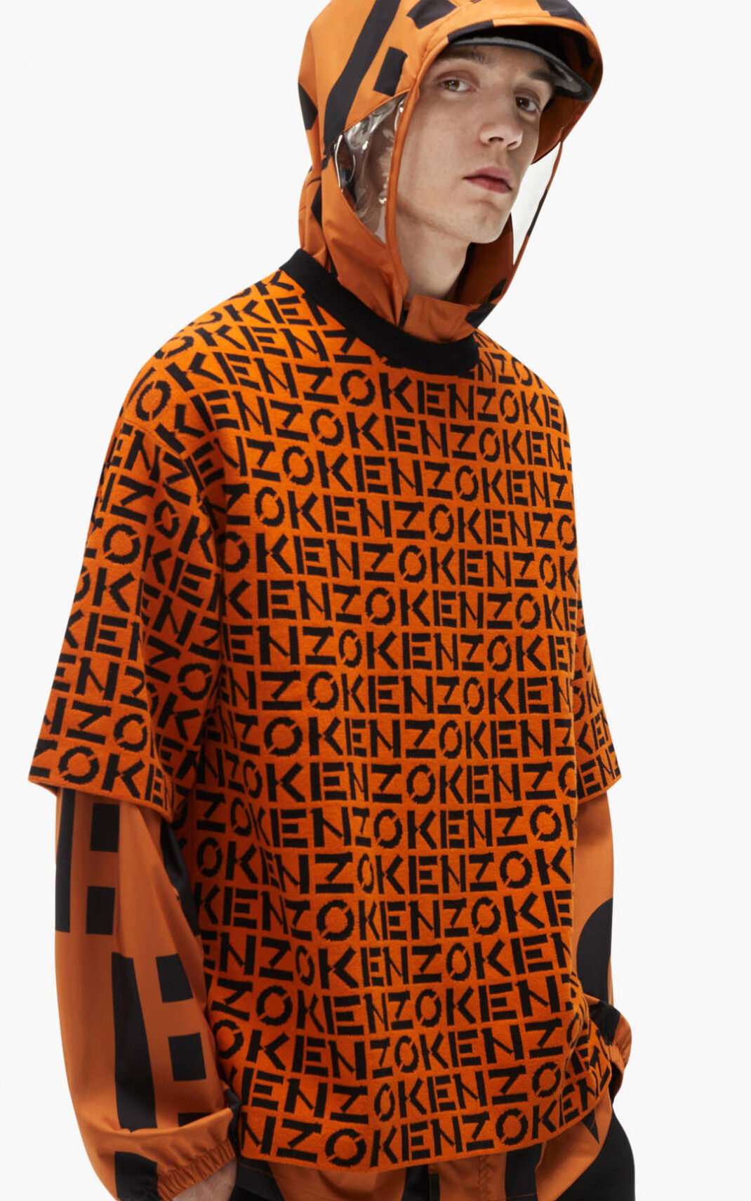 Pull Kenzo Homme Sport oversize monogram Orange Foncé IDYSZ-0281